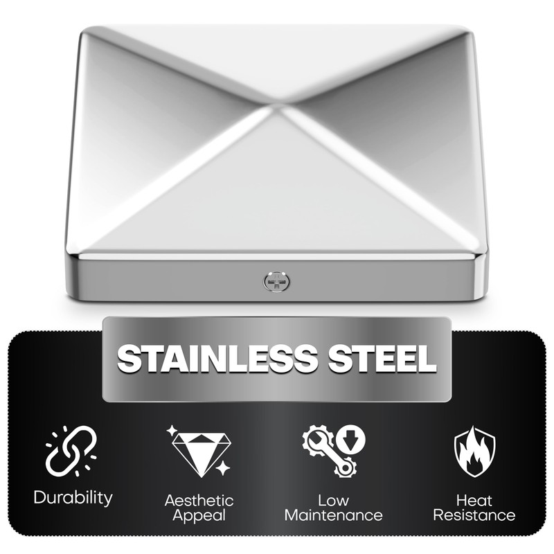 Stainless Steel Pyramid Post Cap for True 6x6 Wood Posts