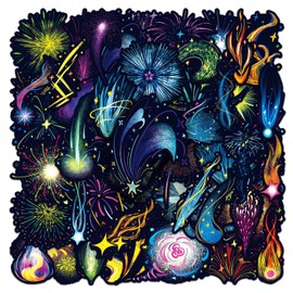 Fireworks Stickers 50Pcs Vinyl Funny Aesthetic Fireworks Sticker for Water Bottle Laptop Skateboard Scrapbook Motorcycle Cars Notebook Computer Guitar,Waterproof Cute Trendy Sticker for Adults Teens