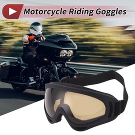 X AUTOHAUX 1 Pc Motorcycle Riding Goggles PC TPU Outdoor Sports Sunglasses for Motocross Dirt Bike ATV Brown Lens Black Frame