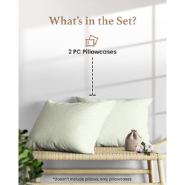 1000 TC Sage King Pillowcases Set of 2 100% Egyptian Cotton Pillow Cases with Long Staple Cotton & Sateen Weave, Silky Soft Hotel - Like Bed Pillow Covers for Comfy Sleeping, Snug Fit