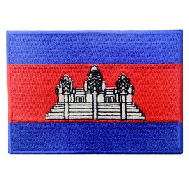 Cambodia Flag Patch Embroidered Applique Cambodian Khmer National Iron On Sew On Emblem