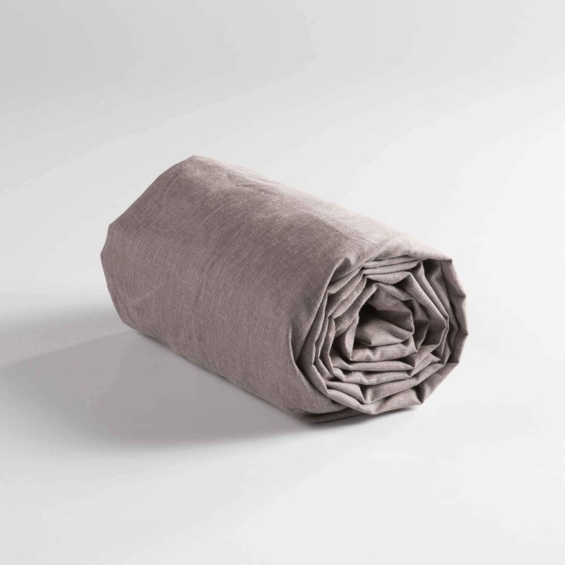Douceur d'Intérieur Actually Double Fitted Sheet, Polyester, Hazelnut, 140 x