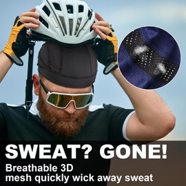ROCK TAKIN Cooling Skull Cap Helmet Liner, Sweat Breathable Mesh Cycling Motorcycle Head Cap for Under Helmet Bicycle Running Hat for Men Women - 2PCS