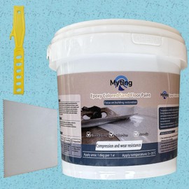 Epoxy Colored Sand Floor Paint, Epoxy Floor Paint High Gloss Marble Effect Coating for Indoor and Outdoor, Wear-resistant and non-slip Self-leveling Coating Blue 35OZ(1KG)