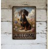Blackwater Trading 9"x12" Dachshund in Wildflowers Primitive Style Welcome Metal