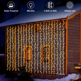 Glaxcidy Light Curtain Indoor 3 m x 3 m, 300 LEDs Solar Curtain Light 8 Modes with Remote Control, Waterproof Fairy Lights Curtain for Indoor Decoration, Christmas, Bedroom, Party, Wedding, Warm White