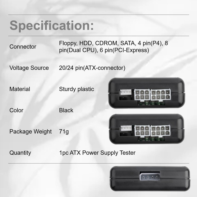 Power Supply Tester Checker, Computer Power Supply Tester Checker Power