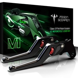 POISON SCORPION Black Motorcycle Brake Clutch Levers Wheel Adjustable Short Compatible with GSX1300R Hayabusa / DL1000 V-Strom / GSF1200 GSF1250 GSF1250S / GSX650F GSX1250F / SV1000 / TL1000R