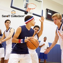 Striped Sweatband Set - Dominican Republic Sport Sweat Band and Wrist Band