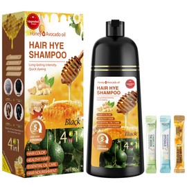 Black Hair Dye Shampoo 3 in 1 for Women & Men 100% Gray Hair Coverage - Herbal Ingredients Natural Plant Hair Color - Hair Dye in Minutes 17.6 Fl Oz
