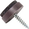 Adsamm Felt Furniture Sliders with Screws, Round, Brown - 16