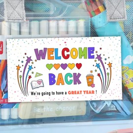 20-Pack First Day of School Gift Stickers: Colorful Welcome Back to School Stickers (4x7") for Teachers, and Co-Workers - Perfect for Teacher Staff Appreciation Gifts and Celebrating a Great Year