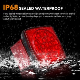 RVZONE Trailer Lights LED Kit, 12V Submersible Boat Trailer Lights Utility Trailer Lights with License Plate Lights, Marker Lights, Brake Lights, Wiring Harness, for Trailer Boat Truck RV