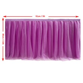 MYMM 3ft / 91cm Purple Table Skirt, Romantic Tulle desk gauze, Table Decoration, Snowflake Wonderland Tutu Table Cloth, for Baby Shower, Wedding, Birthday, Party, Bar, Prom, Valentine's Day Christmas
