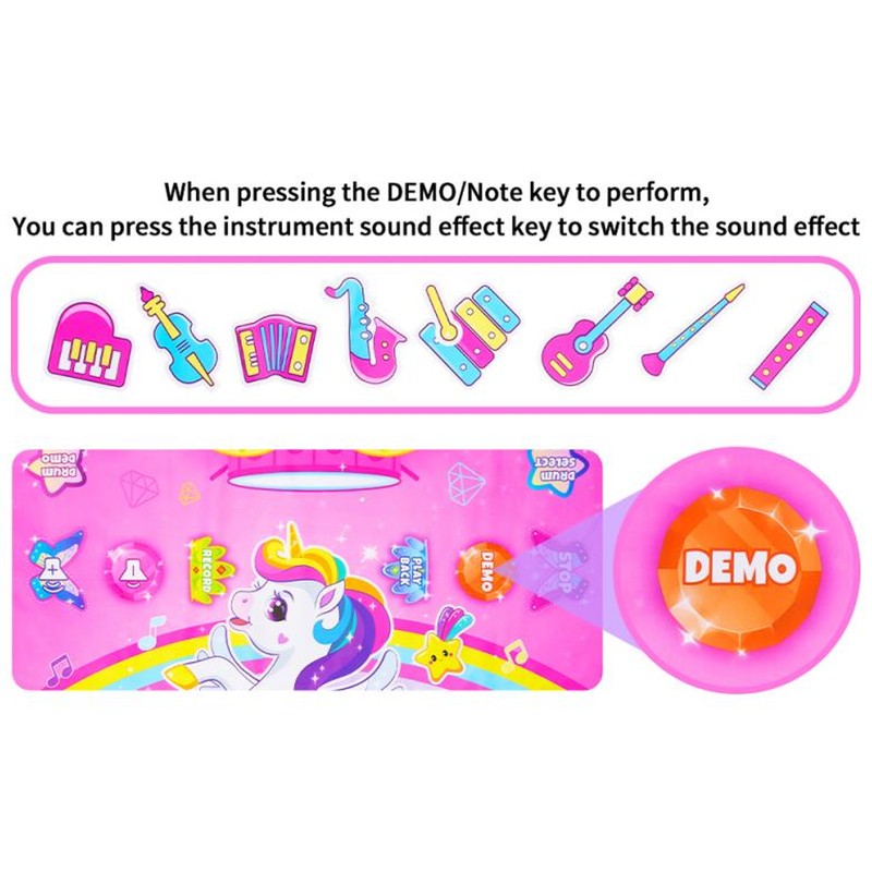 Baby Piano Mat Bright Color Pattern Educational Piano and Drum