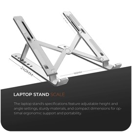 K-MART Adjustable Laptop Stand for Desk, 6-Angle Laptop Riser Portable Laptop Holder, Air-Ventilated Cooling Notebook Stand for Compatible with MacBook Air, Pro, Dell 10-15.6” (Silver)