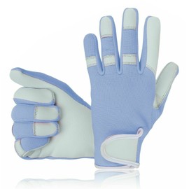 Swift Wear Gardening Gloves for Women and Men - Multipurpose Leather Garden Gloves Thorn Proof Resistant Mechanic Field (Sky Blue, Medium)