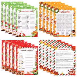 CCINEE 54 Pcs Christmas Trivia Party Game Cards,Christmas Word Search Trivia Scramble Game Cards Set for Xmas Eve Winter Party Supplies Coworkers Holiday Activity