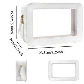 1 Piece Small Transparent Travel Toilet Bag, Small Transparent Cosmetic Bag, Waterproof Cosmetic Bag, Waterproof Cosmetic Bag with Zip, for Women and Girls (White)