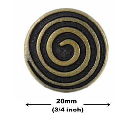 Bezelry 12 Pieces Spiral Metal Shank Buttons. 20mm (3/4 inch) (Antique Brass)