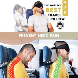 Hayaww Aeroplane Head Strap for Sleeping, Neck Pillow for Long Car Trips or Flights, Eye Mask, Travel Pillow, Head Strap, Aeroplane Travel Pillow for Sleeping for Car, Plane, Home, Work Area (A)