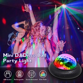 ljnyiwan Rechargeable Mini Disco Ball, Party Lights Dj Disco Lights,Night Light 2-in-1 RGB Strobe Lamp with Sound Activated 7 Colors for Home Room Dance Parties Birthday Decorations (2pcs)