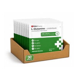 Kërr Pharma L-Glutamina + Probióticos 15g, 30-Pack. Regeneración avanzada de la barrera intestinal | Suplemento alimenticio de formulación suiza que c