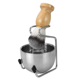 KAPASKI Mens Shaving Brush Set, Badger Hair Shaving Brush, Stainless Steel Shaving Stand, Shaving Bowl & Razor Holder