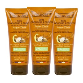 EVOLUDERM - Pflege für Längen & Spitzen, ultra-nährend, Argan, 100 ml, 97 % natürlichen Ursprungs, vegan, hergestellt in Frankreich, 3 x 100 ml