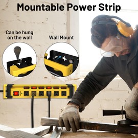 Power Strip Surge Protector 2700J with Individual Switches and Flat Plug, 8FT Heavy Duty Cord 6 Wide Spaced Outlet Mountable Metal Power Strips with Cord Manager and Hanger