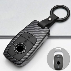 ontto Car Key Case for Mercedes E S Class 2017-2020 W177 A220 E200 E300 E220 GLE 350 E43 AMG Remote Control Cover ABS Key Case Key Cover Key Case Carbon Fibre Black