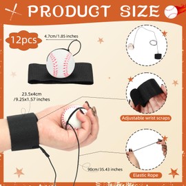 HEYTIMI 12 PCS Wrist Rebound Ball 1.85 Inches Return Ball Retractable Ball Rubber Sport Ball Return Balls with Strap and Elastic String Wrist Ball for Teens Adults Wrist Exercise Play
