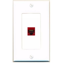 RiteAV CAT6-RED Decorative 1 Port Wall Plate [White]