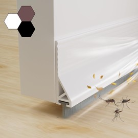 39" Door Draft Stopper for Bottom of Door with Brush,Strong Adhesive Under Door Sweep for Exterior & Interior,Soundproof Door Gap Filler Bottom Seal Dust Blocker and Noise Stopper,White