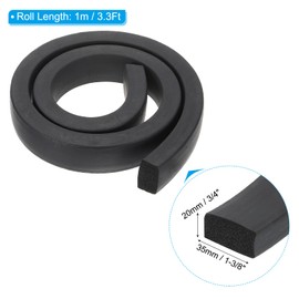 PATIKIL 3.3Ft Foam Rubber Strips, 35mm Wide 20mm Thick EPDM Rubber Soundproof Foam Seal Strip Sealing Foam Tape for DIY Gasket Sealing Door Window Insulation, Black