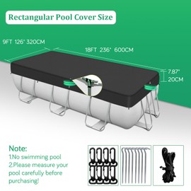 RICHIE 9-18FT Rectangular Pool Cover, Oval Solar Pool Cover for Above Ground Pools, Swimming Pool Cover for Rectangular or Oval Frame Pools, Waterproof & UV-Resistant, Ideal for Keep Clean