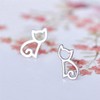 Sterling Silver Cat Kitten Outline Stud Earrings