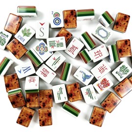 ,American Mahjong Set with 160 Tiles, Custom 4-Layer American Mahjong Tiles,Acrylic Luxury Mahjong,Hand-carved MahjongColor: Emerald Green