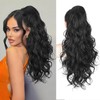 AISI BEAUTY Black Ponytail Extension, 24 inch Long Wavy Curly
