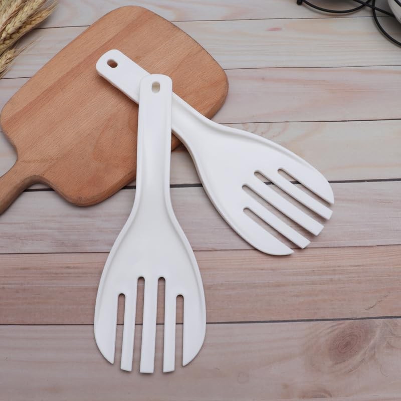 White Jumbo Large Plastic Rice Paddle Spatula Scoop Fork-Like, 10.63"