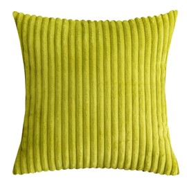 TangDepot, Set of 2 Soft Plush Velvet Big Striped Corduroy Solid Decorative Throw Pillow Covers, Euro Shams, European Pillow Covers - (24"x24" 2 Pieces, A70 Green)
