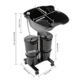 DCEHKR Portable Shampoo Basin, Height Adjustable Shampoo Bowl with 2 Water Buckets Hair Washing Station Suitable for Beauty Salon and Barber Shop/Ships in The USA