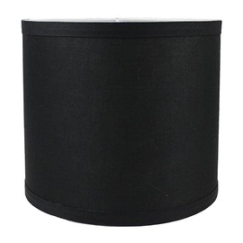 Urbanest Classic Drum Smooth Linen Lampshade, 8-inch by 8-inch by 7-inch, Black