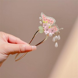 Metal Flower Hair Stick,2 PCS Floral Hairpin Hair Chopsticks Hair Clip Chignon Pin Decor Accessories for Women Girls (2 Styles, One size)