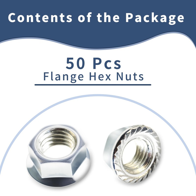 FOCMKEAS 50 Pcs Hex Serrated Flange Nuts, M10 x 1.5mm