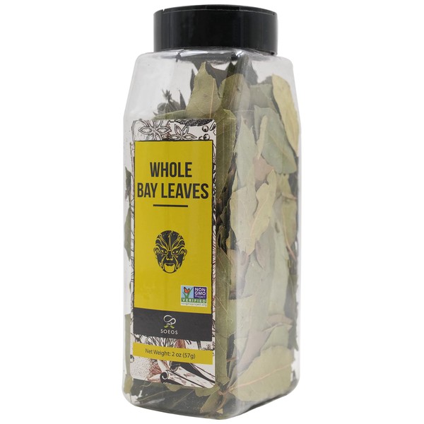 Soeos Bay Leaves 2oz (57g), Non-GMO Verified, Natural Dried Bay Leaf, Freshly Packed to Keep Fresh, Bay Laurel Herbs for Cooking, Bay Laurel Leaf, Dried Bay Leaves, Whole Bay Leaves, Fresh Bay Leaves.