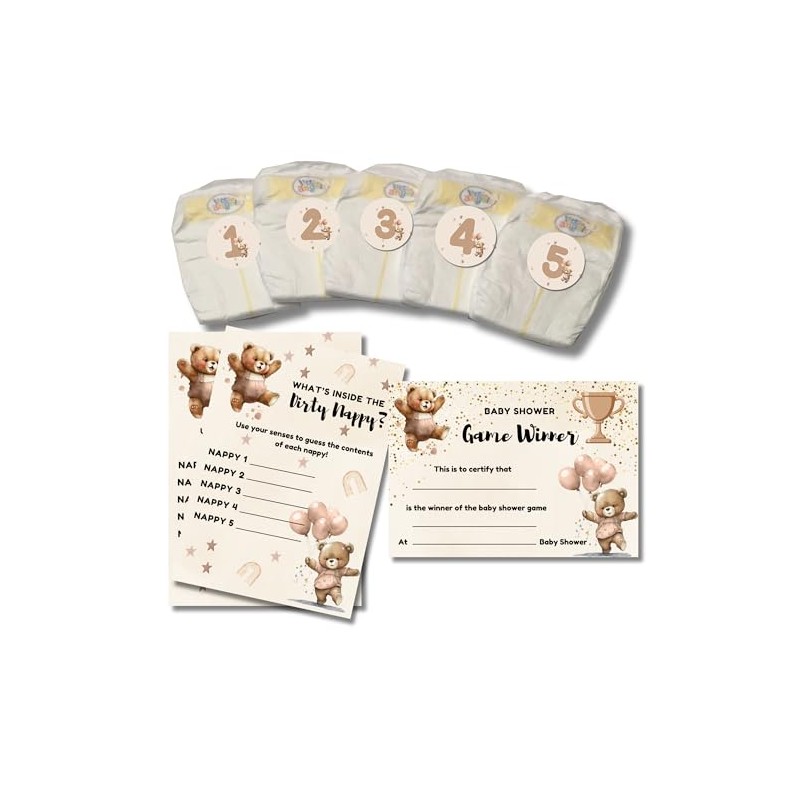 Dirty Nappy Baby Shower Game Teddy Bear Brown/Unisex Neutral Boy