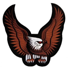 Large Eagle Back Patch Brown - 23.3 x 23.3 cm - Embroidered Patch for Biker Back Patch XXL Patch Eagle Bird Patch Back Patch for Motorcycle Jackets Cows Leather Vests - High Quality Embroidery