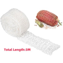 Ham Net, White, Meat Net for Rolled Roast Net, Rolled Roast Net, Cotton Thread, 16 Holes, Meat Net, Elastic Roulade Net, Cooking Accessories, Meat Net Roll for Storage, Hanging, Ham (2 m)