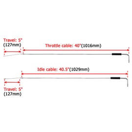 Mofun Extended Length 40" Throttle Cable and Idle Cable Kit Stainless Steel Compatible with Harley Sportster XL 883 1200 Softail Dyna